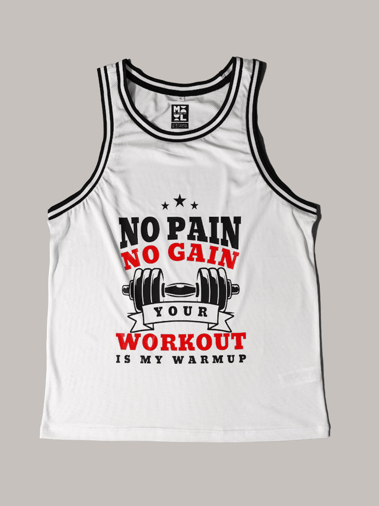 Gottiwear. No Pain No Gain. Mesh Tanktop. Withe